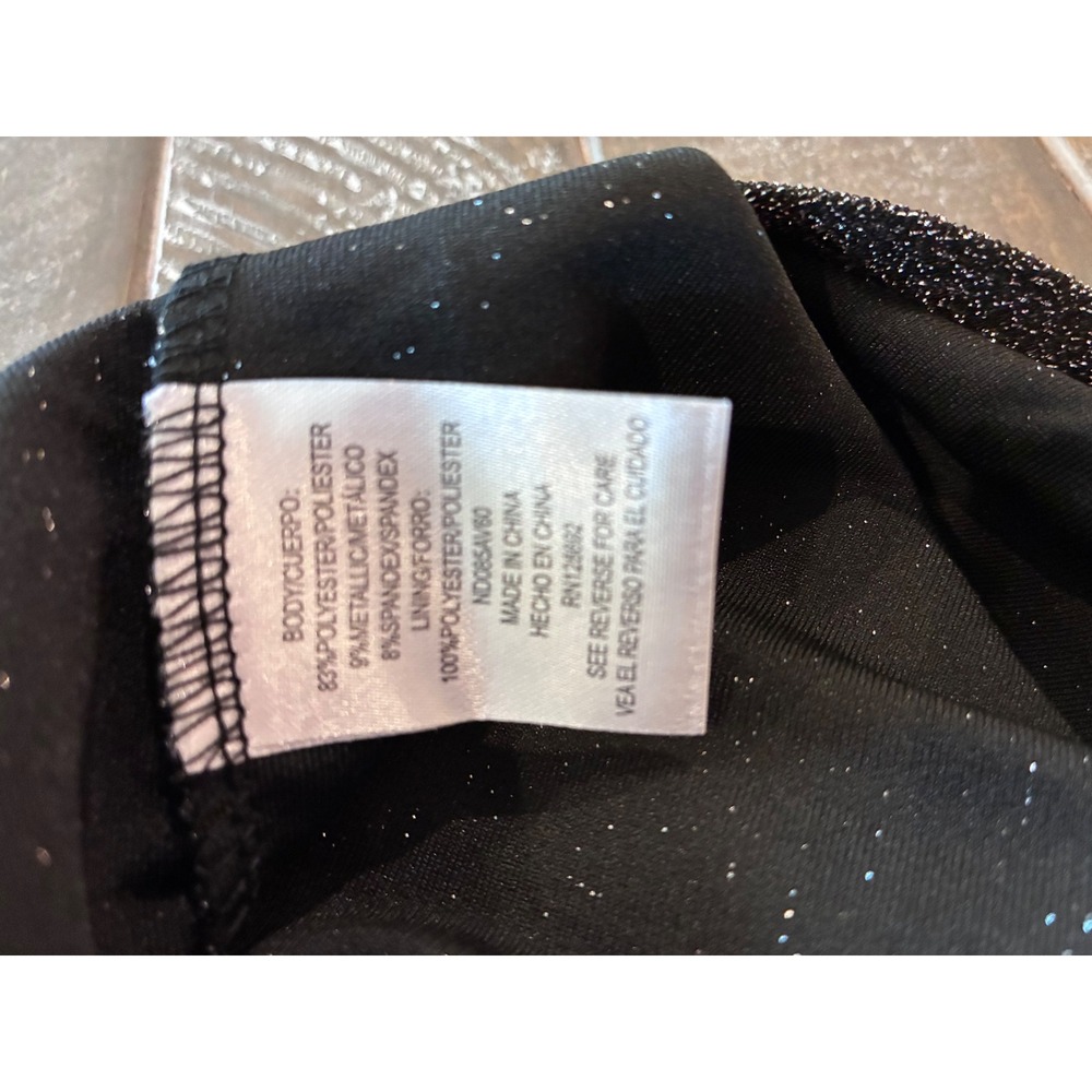 Madden NYC Black Sparkle Glitter‎ Spaghetti Strap Cowl Neck Midi Dress XL - Picture 9 of 9